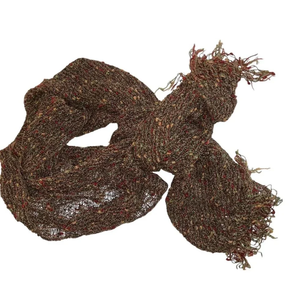 AVOCA Ireland brown khaki burgundy nobby knit STUNNING shawl scarf 20x74